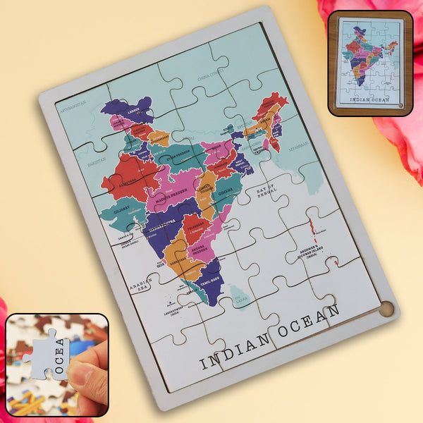 Wooden India Map Puzzle - (1 Set)