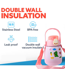 Stainless Steel Vacuum Insulated Water Bottle with Handle & Sticker (700 ML)