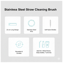 Stainless Steel Straw Cleaning Brush Drinking Pipe, 23mm 1 pcs