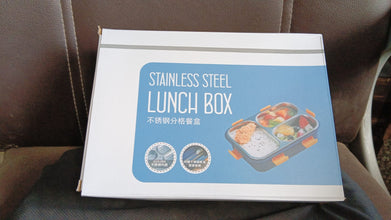 3 Compartment Transparent Stainless Steel Lunch Box with Spoon & Chopsticks (1 Set)